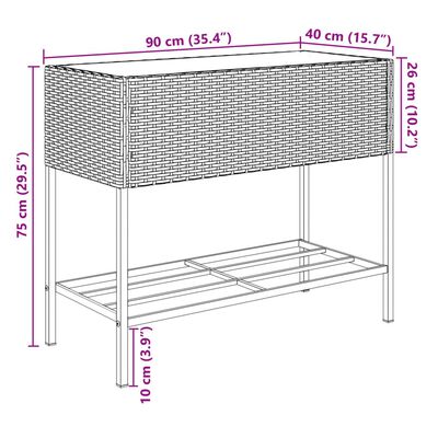 vidaXL Sodo loveliai su lentyna, 2vnt., juodi, 90x40x75cm, poliratanas