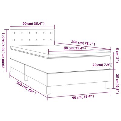 vidaXL Lova su spyruoklėmis/čiužiniu/LED, juoda, 90x200cm dirbtinė oda