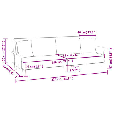 vidaXL Sofa-lova su porankiais, tamsiai pilkos spalvos, audinys