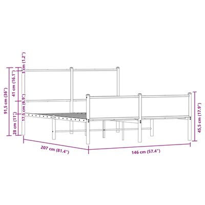 vidaXL Metalinis lovos rėmas su galvūgaliu/kojūgaliu, rudas, 140x200cm