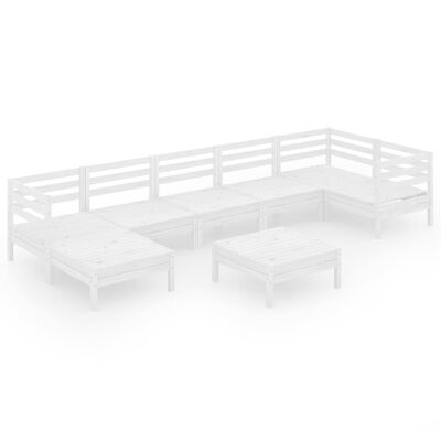 vidaXL Sodo poilsio baldų komplektas, 8 dalių, baltas, pušies masyvas