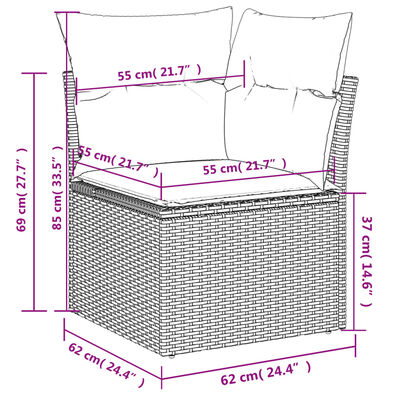 vidaXL Sofos komplektas su pagalvėlėmis, 11 dalių, smėlio, poliratanas