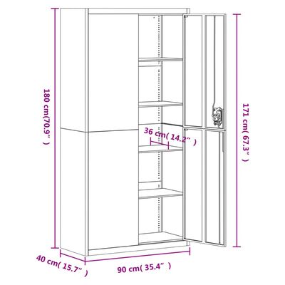 vidaXL Spintelė dokumentams, juodos spalvos, 90x40x180cm, plienas