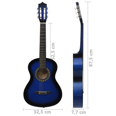 vidaXL Klasikinė gitara pradedantiesiems ir vaikams, mėlyna, 1/2 34"