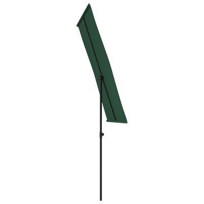 vidaXL Lauko skėtis su aliuminio stulpu, žalios spalvos, 180x110cm
