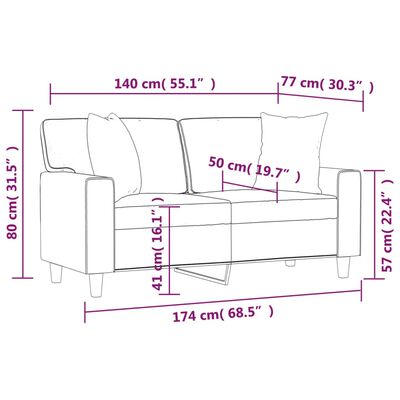 vidaXL Dvivietė sofa su pagalvėlėmis, juoda, 140cm, dirbtinė oda