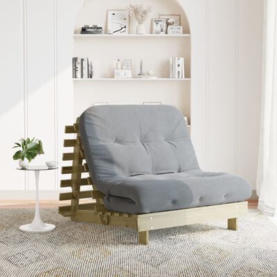 vidaXL Futono sofa-lova su čiužiniu, 100x206x11cm, impregnuota pušis