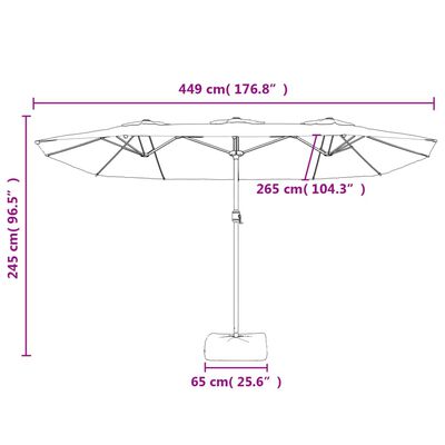 vidaXL Dvigubas sodo skėtis nuo saulės su LED, taupe, 449x245cm