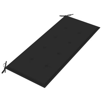 vidaXL Batavia suoliukas su juoda pagalve, 120cm, tikmedžio masyvas