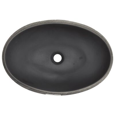 vidaXL Praustuvas ant stalviršio, juodas/pilkas, 59x40x15 cm, keramika