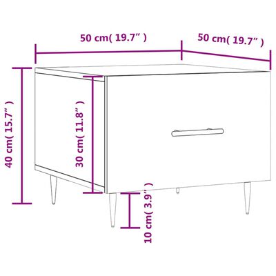 vidaXL Kavos staliukai, 2vnt., balti, 50x50x40cm, mediena, blizgūs