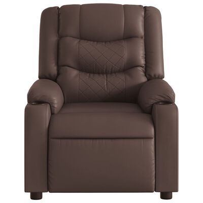 vidaXL Elektrinis atlošiamas masažinis krėslas, rudas, dirbtinė oda