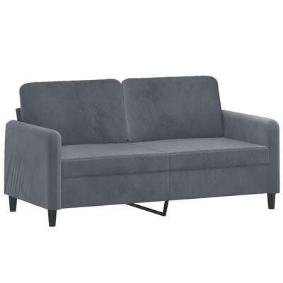 vidaXL Dvivietė sofa su pagalvėlėmis, tamsiai pilka, 140cm, aksomas