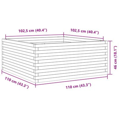 vidaXL Sodo lovelis, 110x110x46cm, pušies medienos masyvas