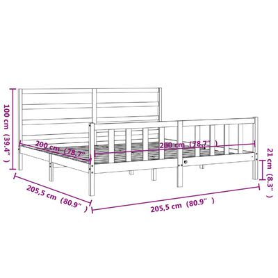 vidaXL Lovos rėmas su galvūgaliu, rudas, 200x200cm, medienos masyvas