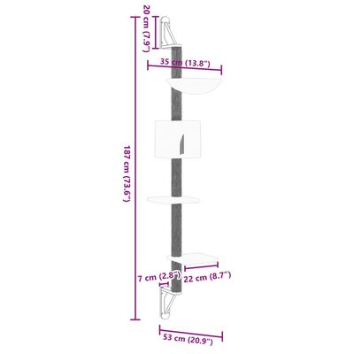 vidaXL Draskyklė katėms su draskymo stovu, šviesiai pilka, 187cm