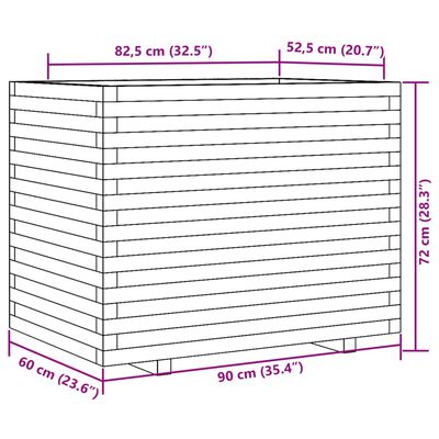 vidaXL Sodo lovelis, 90x60x72cm, impregnuota pušies mediena