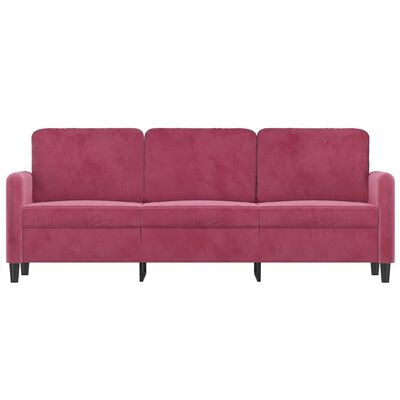 vidaXL Trivietė sofa, raudonojo vyno spalvos, 180cm, aksomas