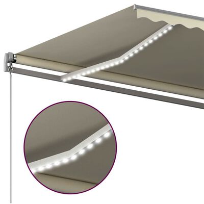 vidaXL Automatinė markizė su LED/vėjo jutikliu, kreminė, 500x300cm