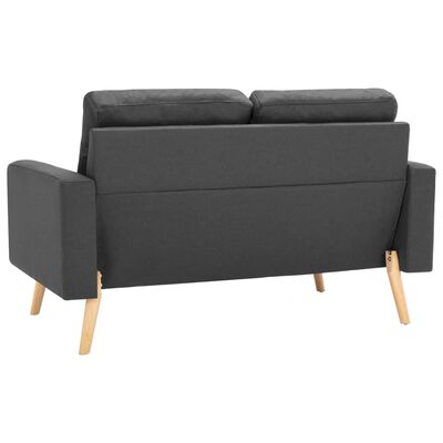 vidaXL Dvivietė sofa, tamsiai pilkos spalvos, audinys