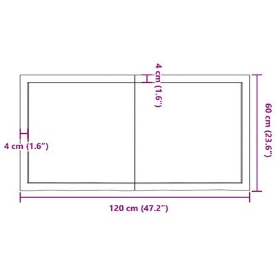 vidaXL Stalviršis, šviesiai rudas, 120x60x(2-4) cm, medienos masyvas