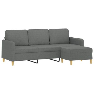 vidaXL Trivietė sofa su pakoja, tamsiai pilkos spalvos, 180cm, audinys