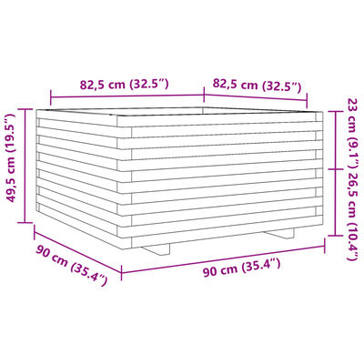 vidaXL Sodo lovelis, 90x90x49,5cm, impregnuota pušies mediena