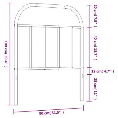 vidaXL Metalinis galvūgalis, juodos spalvos, 75cm