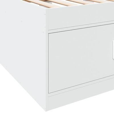 vidaXL Lova su stalčiais, baltos spalvos, 90x190cm, apdirbta mediena