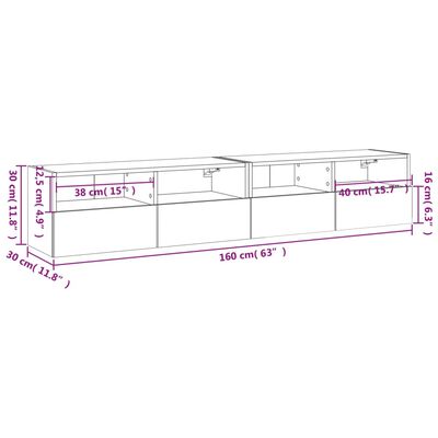 vidaXL Sieninės TV spintelės, 2vnt., ąžuolo, 80x30x30cm, mediena