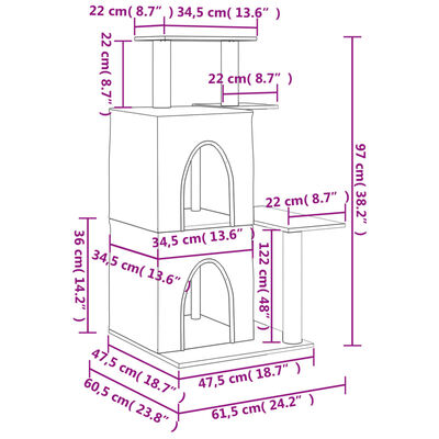 vidaXL Draskyklė katėms su stovais iš sizalio, tamsiai pilka, 97cm