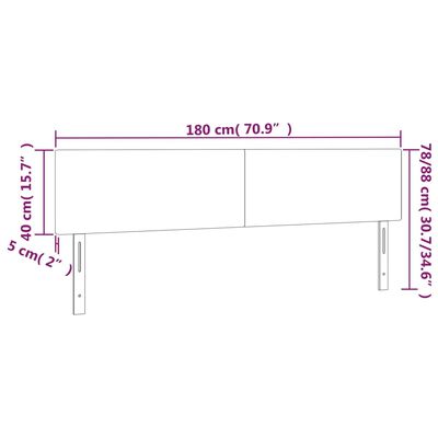 vidaXL Galvūgalis su LED, šviesiai pilkas, 180x5x78/88cm, aksomas