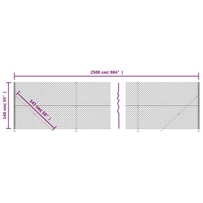 vidaXL Tinklinė tvora su flanšais, antracito spalvos, 1,4x25m