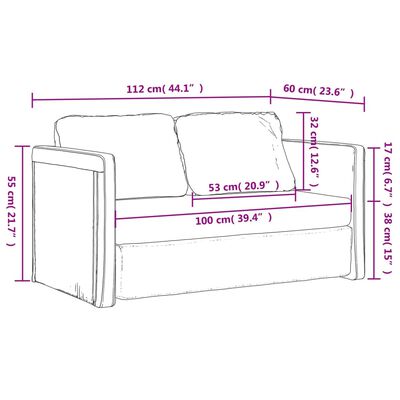 vidaXL Grindų sofa-lova, 2-1, mėlynos spalvos, 112x174x55cm, audinys