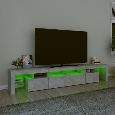 vidaXL TV spintelė su LED apšvietimu, betono pilka, 230x36,5x40cm