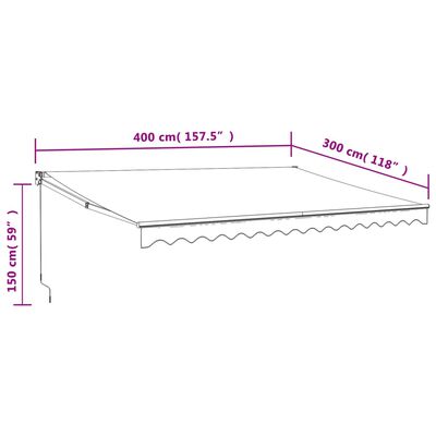 vidaXL Ištraukiama markizė, kreminė, 4x3m, audinys ir aliuminis