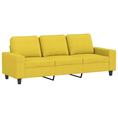 vidaXL Trivietė sofa, šviesiai geltonos spalvos, 180cm, audinys