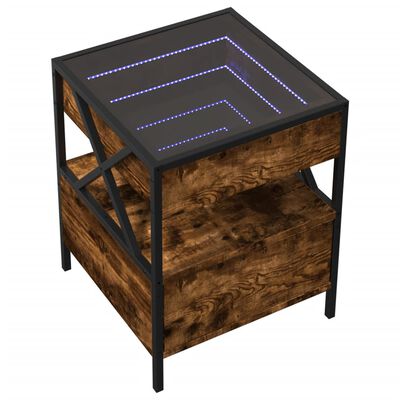 vidaXL Kavos staliukas su Infinity LED lemputėmis, dūminis, 40x40x51cm