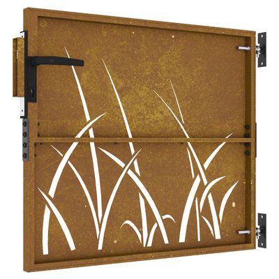 vidaXL Sodo vartai, 85x100cm, corten plienas, žolės dizaino