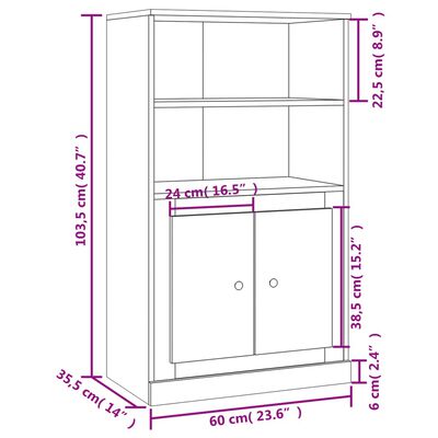 vidaXL Komoda, balta, 60x35,5x103,5cm, apdirbta mediena, blizgi