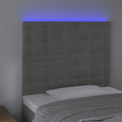 vidaXL Galvūgalis su LED, šviesiai pilkas, 100x5x118/128cm, aksomas