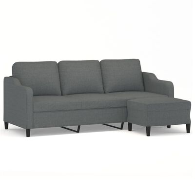 vidaXL Trivietė sofa su pakoja, tamsiai pilkos spalvos, 180cm, audinys