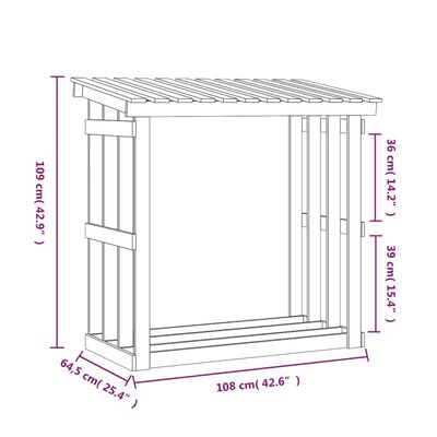 vidaXL Stovas malkoms, 108x64,5x109cm, pušies medienos masyvas