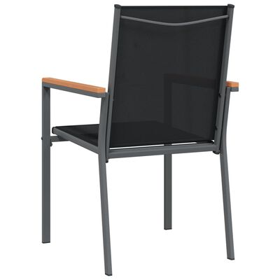 vidaXL Sodo kėdės, 4vnt., juodos, 55x61,5x90cm, tekstilenas ir plienas