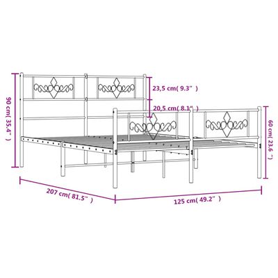 vidaXL Lovos rėmas su galvūgaliu/kojūgaliu, juodas, 120x200cm, metalas