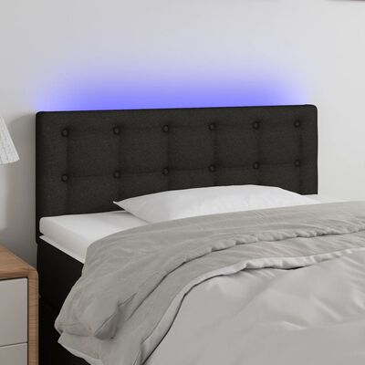 vidaXL Galvūgalis su LED, juodos spalvos, 90x5x78/88cm, audinys