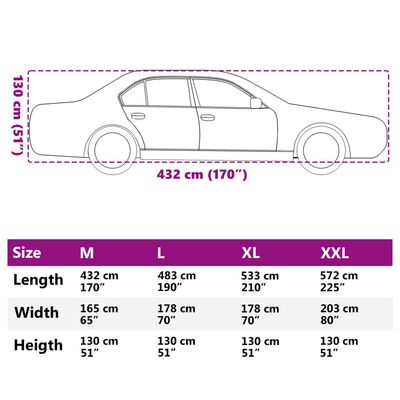 vidaXL Automobilio uždangalas sedanams, sidabrinis, M dydžio, pilnas