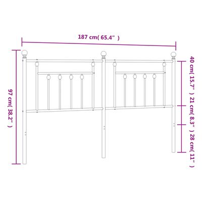 vidaXL Metalinis galvūgalis, baltos spalvos, 180cm