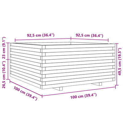 vidaXL Sodo lovelis, 100x100x49,5cm, impregnuota pušies mediena