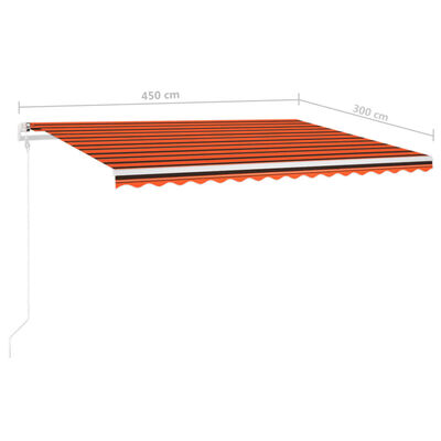 vidaXL Rankiniu būdu ištraukiama markizė, oranžinė ir ruda, 4,5x3m